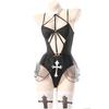 Anime Girl Convent Nun Uniform Women Cross Bodysuit Stockings Outfits Halloween Cosplay Costumes Underwear Role Play Lingerie