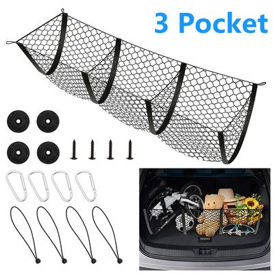 3 Zakken Vrachtnet Vrachtwagenbak Achterlading Opberg Mesh Net met Elastische Band Vrachtwagenaccessoires Bak Boodschappenhouder voor SUV Auto