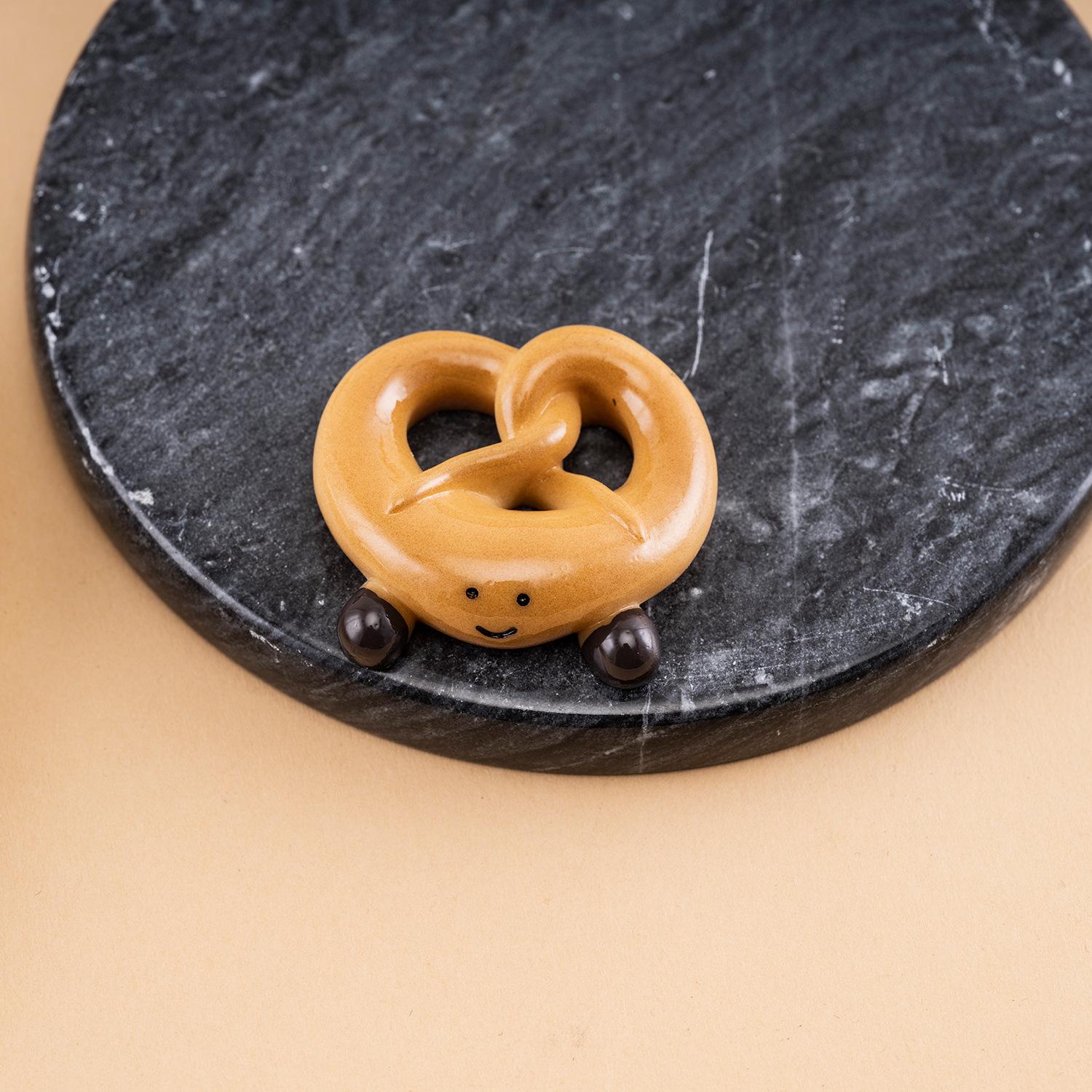 Cartoon Bread & Pretzel Keychain Pendant for Women
