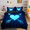 3D Love Heart King Queen Duvet Cover Valentines Gift Bedding Set For Girls Women Couples Soft Polyester Quilt Cover Home Textile