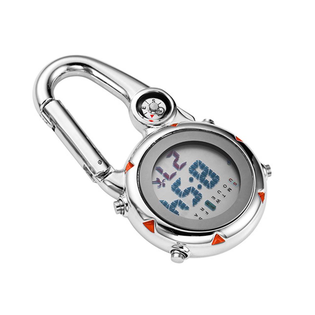 Multifunctional Luminous Clip On Carabiner Watch Mini Quartz Watch Compass for Outdoor Climbing Activities