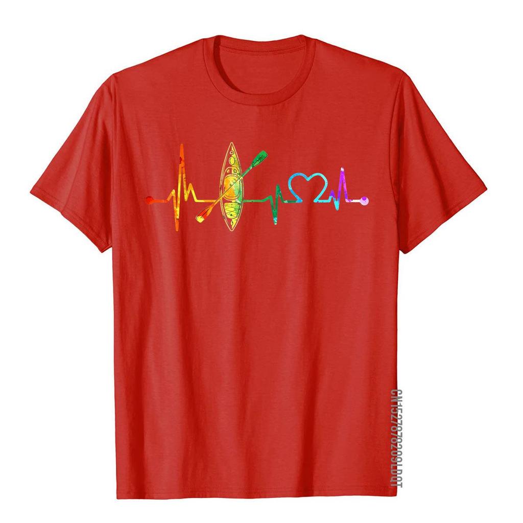 Kayaking Lover My Heartbeat Is A Kayak Vintage Color TShirt Printed On Tops  Tees Cotton Male T Shirt Simple Style On Sale
