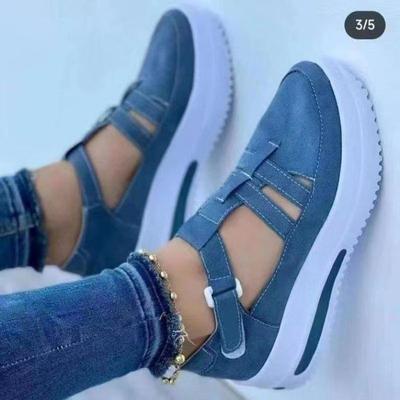 2023 Summer Plus Size Women's Breathable Wedge Sandals - Thick Sole, Hollow Out Design with Magic Closure.