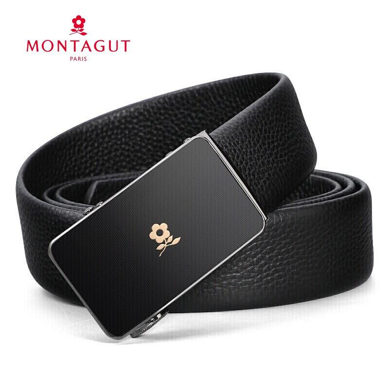 Montagut Men s Automatic Buckle First-Layer Leather Belt 115cm