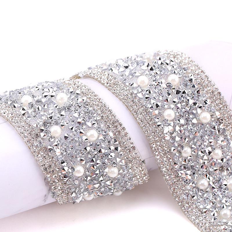 Gold, Silber, Perle Harz Strass Gemischter Diamantstreifen Heißschmelzkleber Heißer Diamantstreifen Tasche Bekleidungszubehör