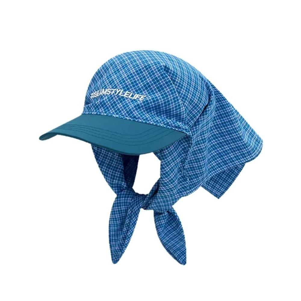 

Plaid Scarf Baseball Cap Korean Style Strappy Scarf Hat Lightweight Headscarf Baseball Hat Summer синий