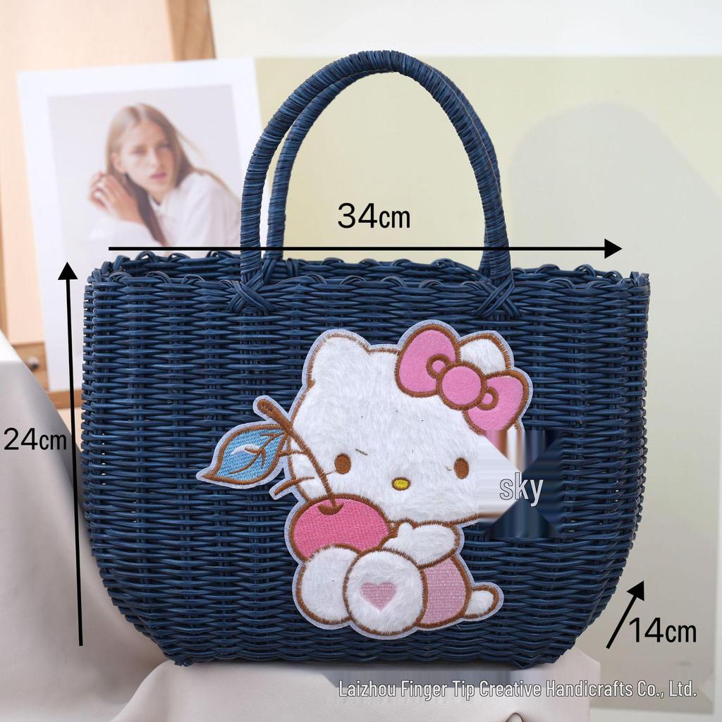 Pastoral Style Influencer Ladies Handbag: Imitation Rattan Woven Picnic & Shopping Basket Bag