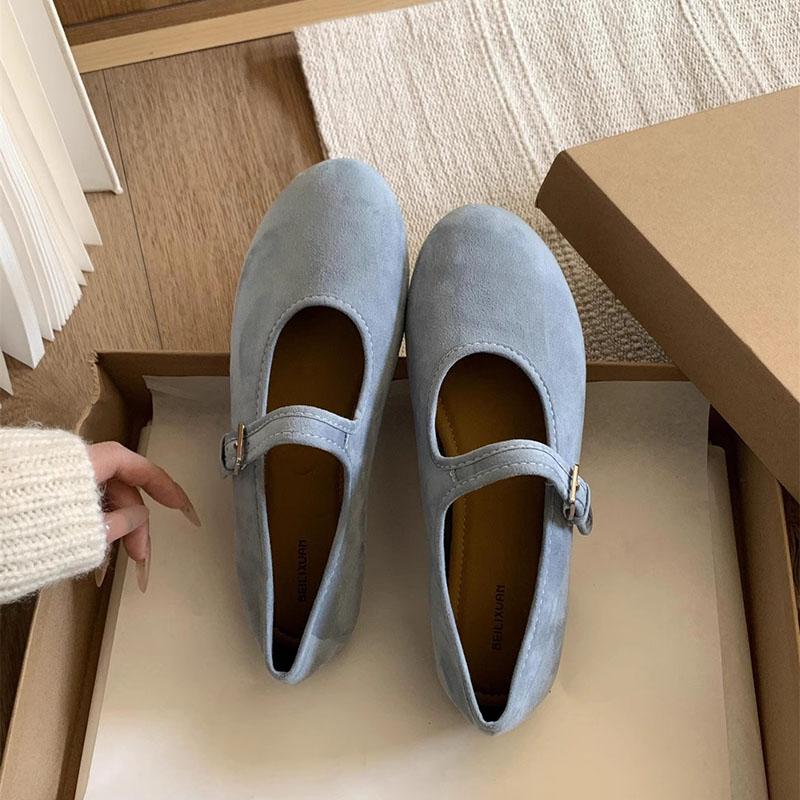 Fashion Shoes for Woman Flats Round Toe Casual Female  Candy Color Retro Mary Jane Shoes New Autumn Solid Flat Bottom Shallow Mouth Flat