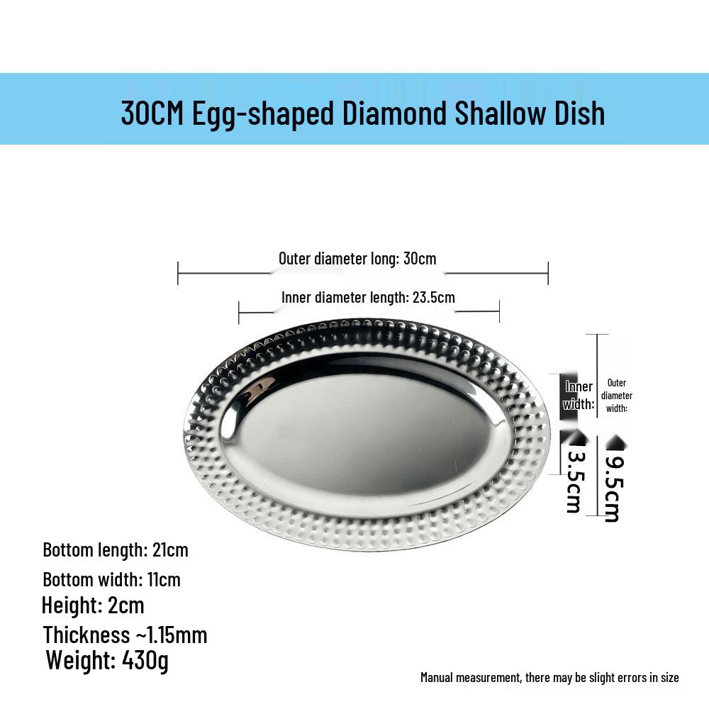 Stainless Steel Thickened Egg and Fish Tray for Canteen and BBQ