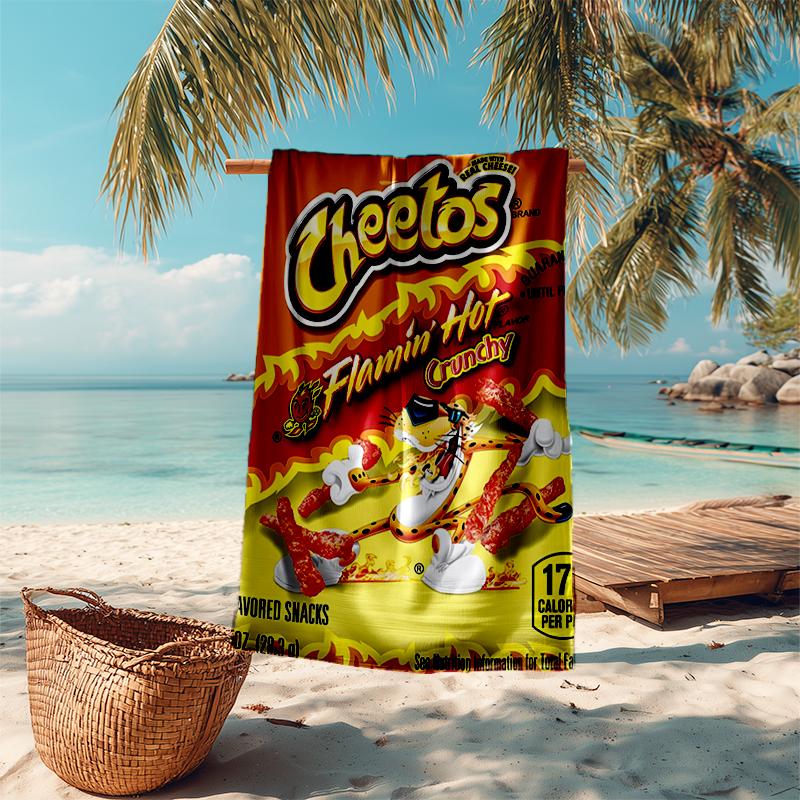 Ultra-Soft Beach Towel with Cheetos Theme,Ideal for Pool - Camping, Diving - Perfect Travel Essential, Vibrant Beach Towel.