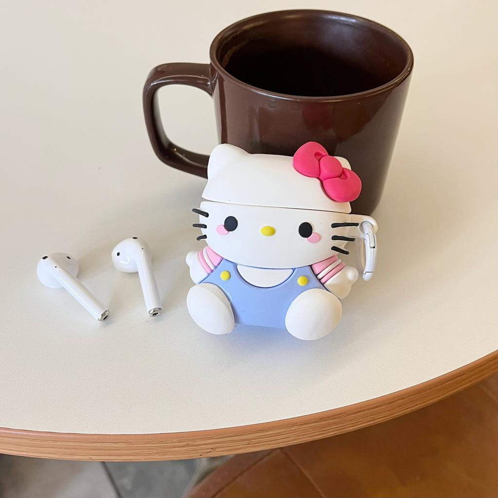 Cute Sitting Kt Cat AirPods Pro Apple Bluetooth Headset Case 2/3/4 Generation Cartoon Protective Case for Women