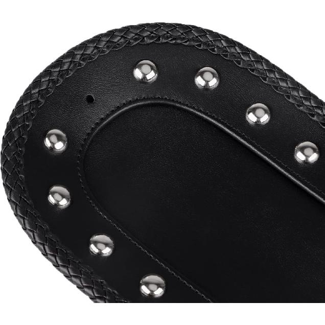 Motorcycle Rivet Leather Rear Fender Bib Solo Seat for Harley Softail Springer Heritage Classic EFI FLSTCI 2006-2017, Black