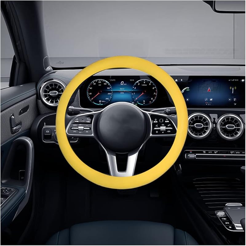 AICEL Car Silicone Steering Wheel Cover, Soft Anti-Slip Auto Steering Wheel Protector Fit 14 Inch, Universal Vehicle Interior Accessories for Cars,