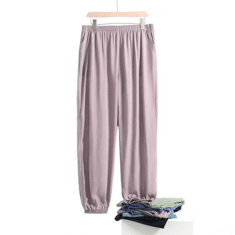 

Мужские повседневные брюки из хлопка и шелка с эластичной резинкой на талии — легкие, с защитой от комаров для людей среднего и пожилого возраста 2XL