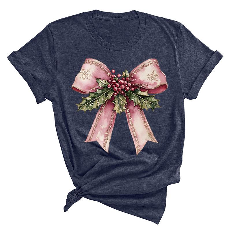 Christmas Printed Fashionable Women's T-shirt Christmas Trend Pure Cotton Casual Sportswear T-Shirts Women’s