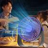 USB Desk Fan 5 Gears Wind Speed Portable Table Fan with 3 Color LED Lights Rechargeable Quiet Small Fan for Home Office Bedroom Desktop