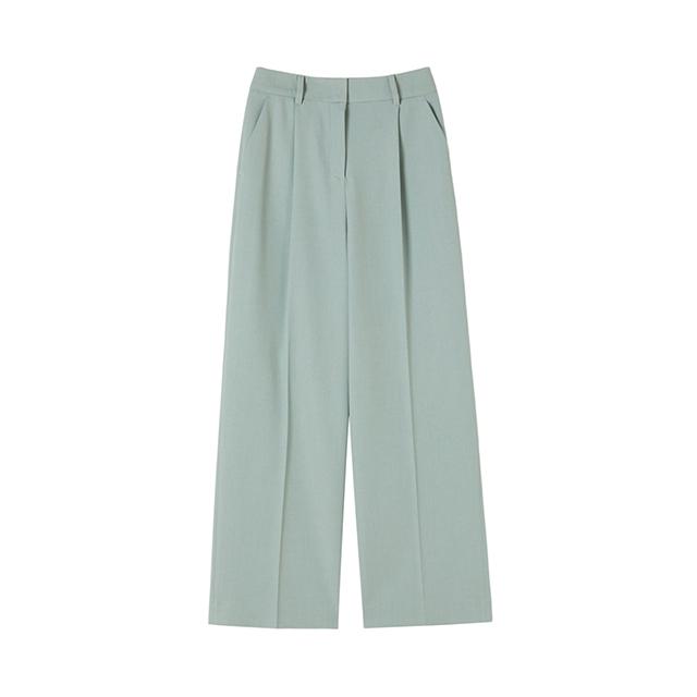 LAP Poly Single-Pleat Semi-Wide Pants Aq2Wp561