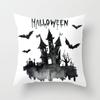 New Halloween Black and White Skull Pumpkin Printed Peach Leather Velvet Pillowcase Sofa Office Cushion Cover