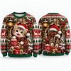 Cute Kitten Ugly Christmas Sweater For Men Women, Snowy Holiday Sweaters With Santa Cat Winter Party Gift