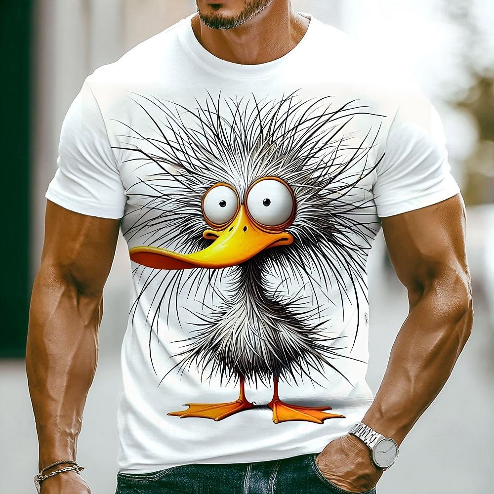 Men's Cat 3D Funny T Shirt Short Sleeve T shirt 3D Print Crew Neck Shirt Exaggerated Designer Party Holiday Blue Black 1 Black