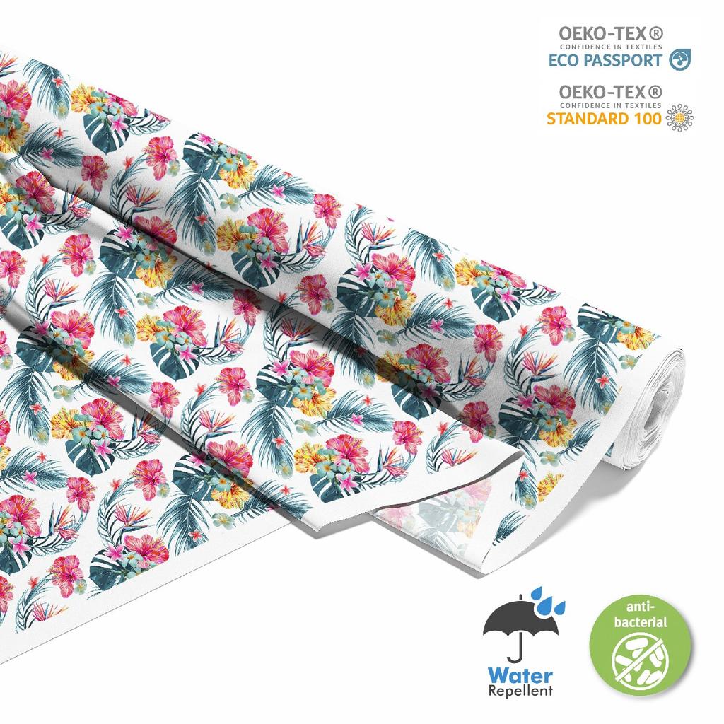 Outdoor Dekostoffe Oxford - Motiv Hawaiianische Blumen