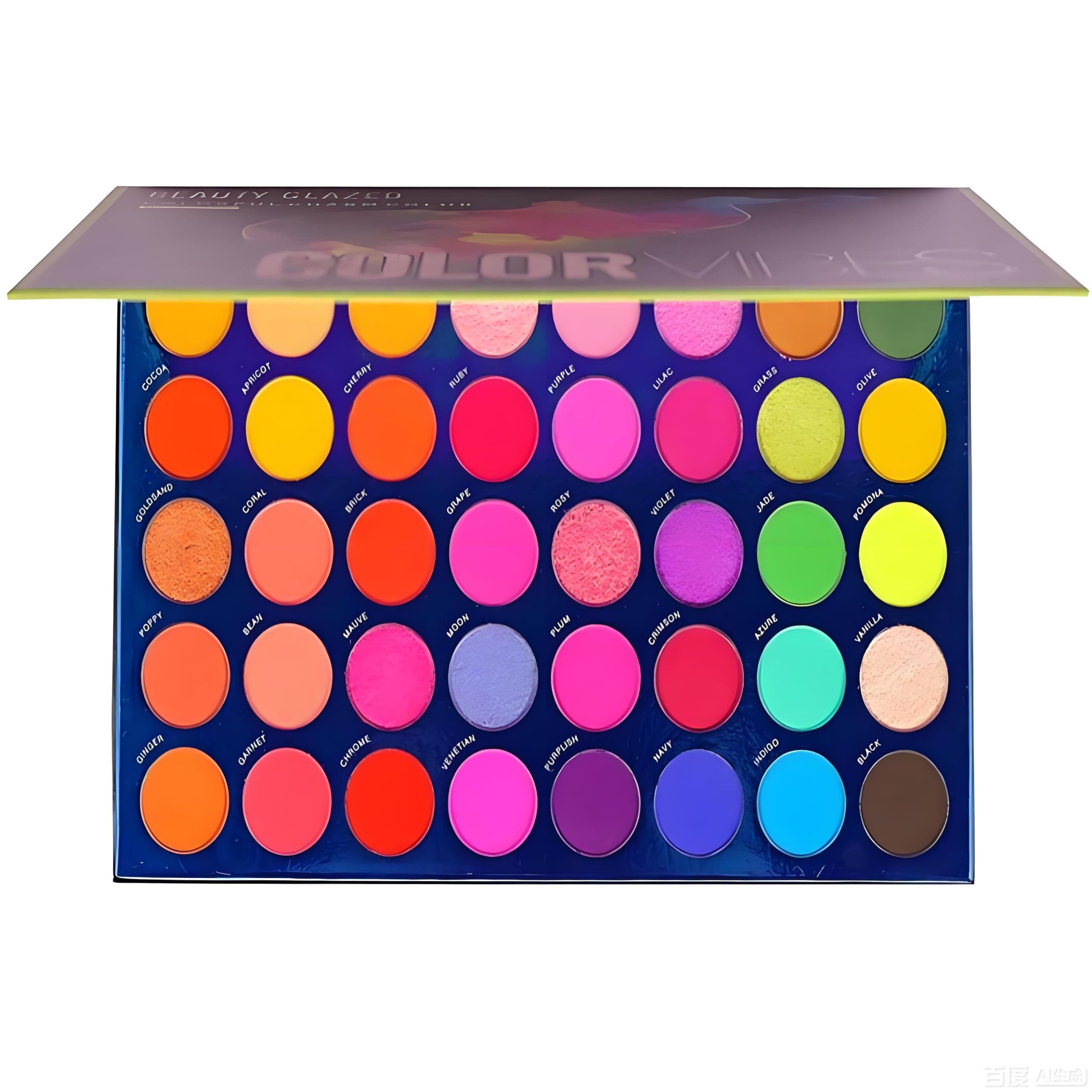 Beauty Glazed 40-Color Eyeshadow Palette: Highly pigmented glitter, rainbow-colored eyeshadows, shimmer, matte, silky finishes. Eye makeup cosmetics.