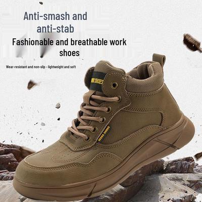 Men's High-Top Waterproof Steel Toe Lightweight Work Shoes - Anti-Smash & Anti-Puncture for Construction, Welding, and Electrical Tasks