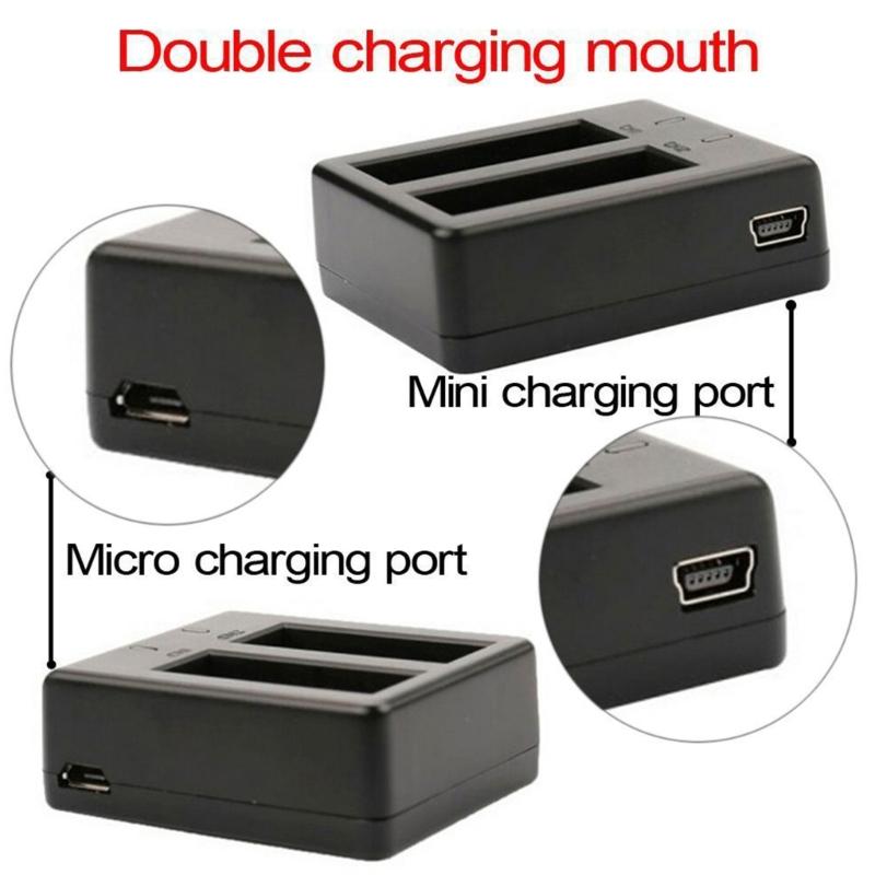 Battery Charger for EKEN SJ4000/H9R Waterproof Camera with Double Slot Battery Charger and Mounting Bracket Charging HUb