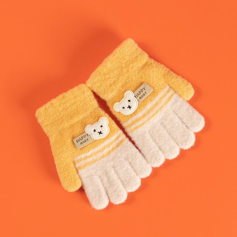 Xuehuaxiu Kinder-Thermohandschuhe, gestrickte Jacquard-Fäustlinge mit Cartoon-Bär, Großhandel für Kinderhandschuhe