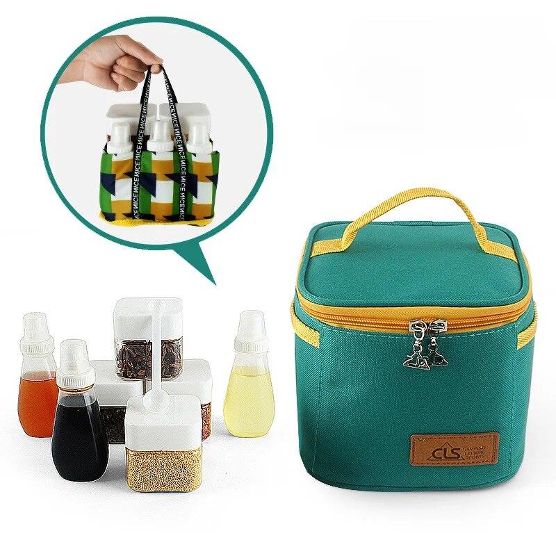 Salt- og pepperbeholdersett Krydderkrukker Saus Krydderflaske Krydderflasker Bærbar pose for BBQ Outdoor Camping