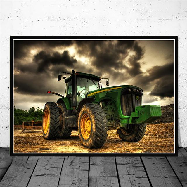 

Тракторная ферма, современная картина маслом, постер, холст, настенная живопись, картина для гостиной, дома, спальни, декор для детской комнаты 50X70cm Unframed