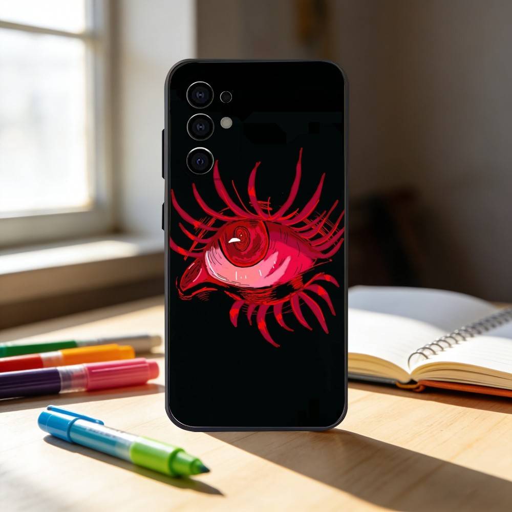 Terror Red Evil Eye Phone Case For Samsung S25,S24,S21,S22,S23,S30,Ultra,S20,Plus,Fe,Note,10,9,5G Black Cover