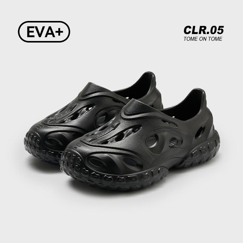 

Мужские летние тапочки Baotou для улицы, дышащие, утолщенные, нескользящие, с отверстиями, модные, универсальные, пляжные сандалии для мужчин 44-45 (suitable for sizes 43-44) чёрный