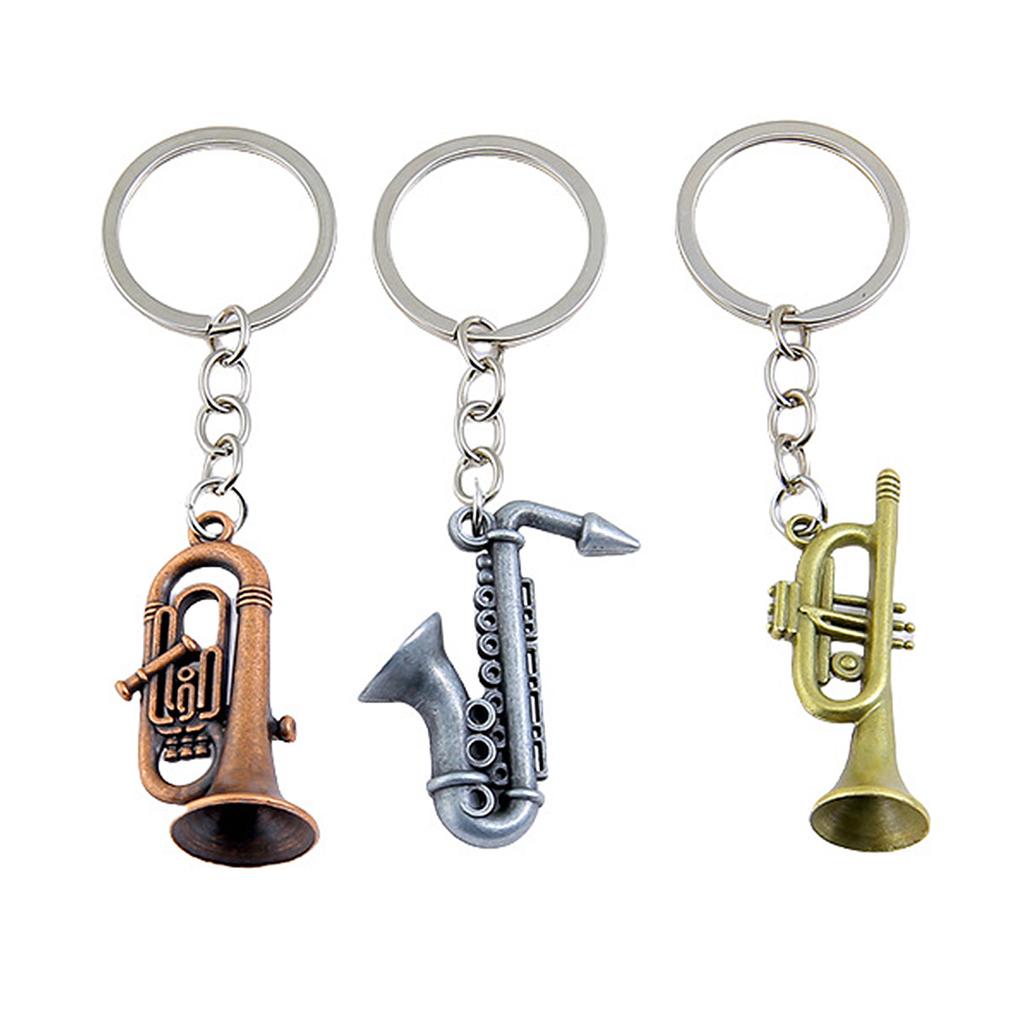 Elegant Miniature Saxophone Keychain Retro Style Metal Construction Keyring Bag Pendant Perfect Gift For Enthusiasts