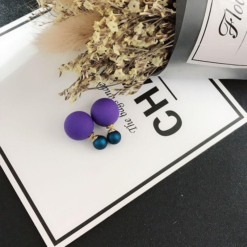 

Elegant Girls Pearl Ear Studs Blue front and purple back