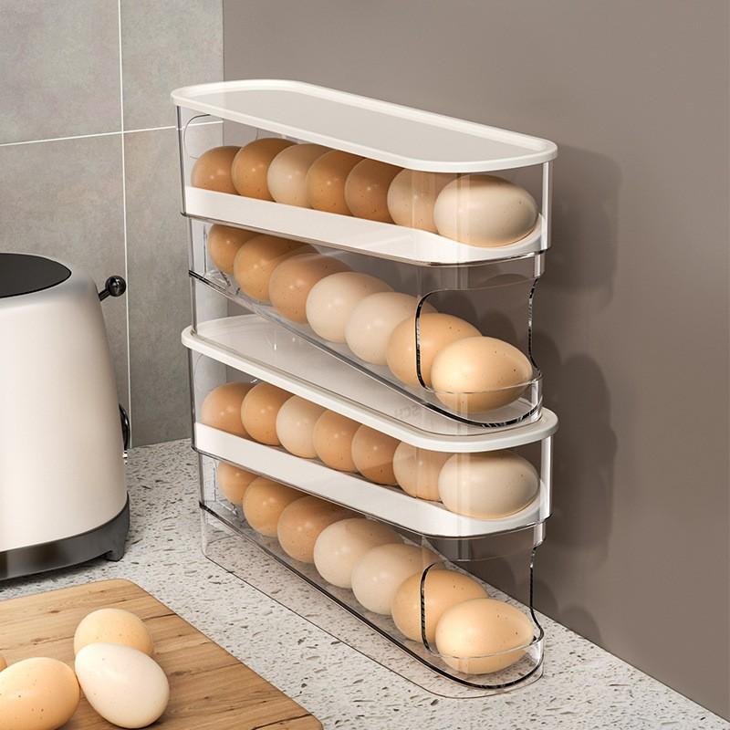 1pcs Refrigerator Egg Storage Box Rolling Kitchen Container Eggs Rolling Rack Large Capacity Refrigerator Egg Organizer Holder