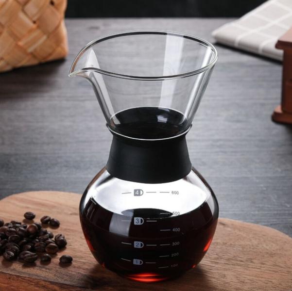 Glass coffee maker with strainer S/S 600ml rubber.