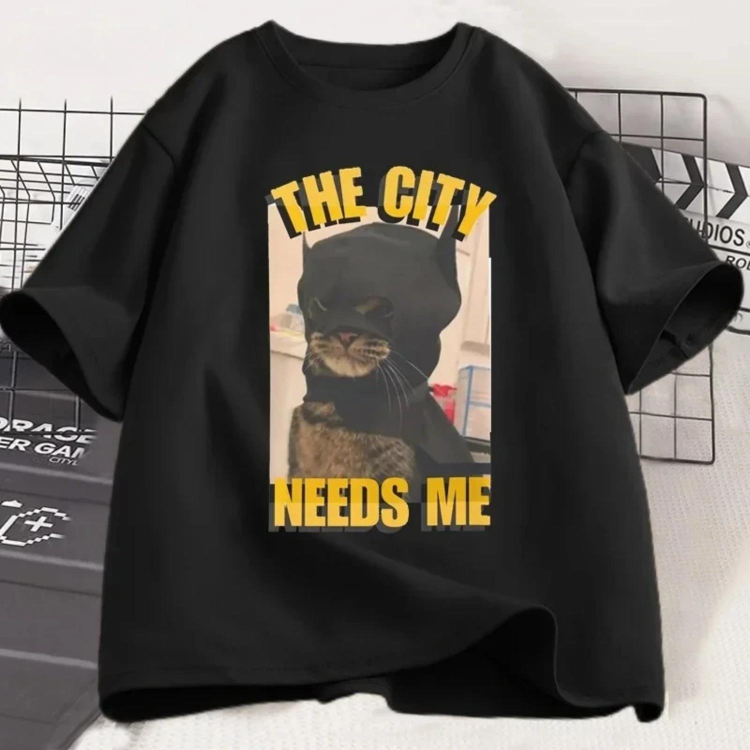 

The City Needs Me Funny Cat Graphic T-Shirt Humor Pet Lover T-Shirt Women s Loose T-Shirt Women Clothing Aesthetic Y2k Top Cozy S чёрный