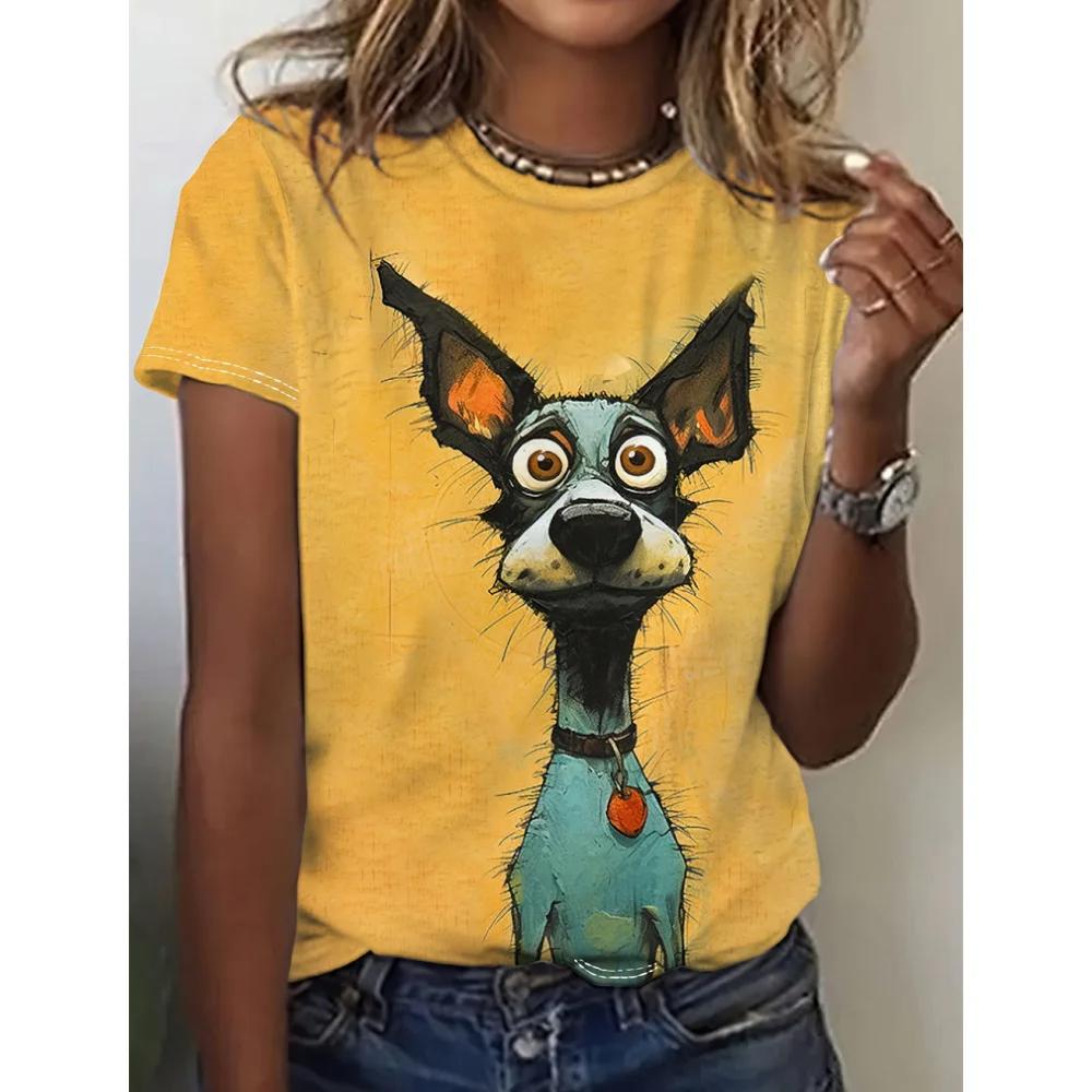 Summer Cute Animal 3D Printed Women's Shirt Short Sleeve Casual Harajuku Fashion T-Shirt Top