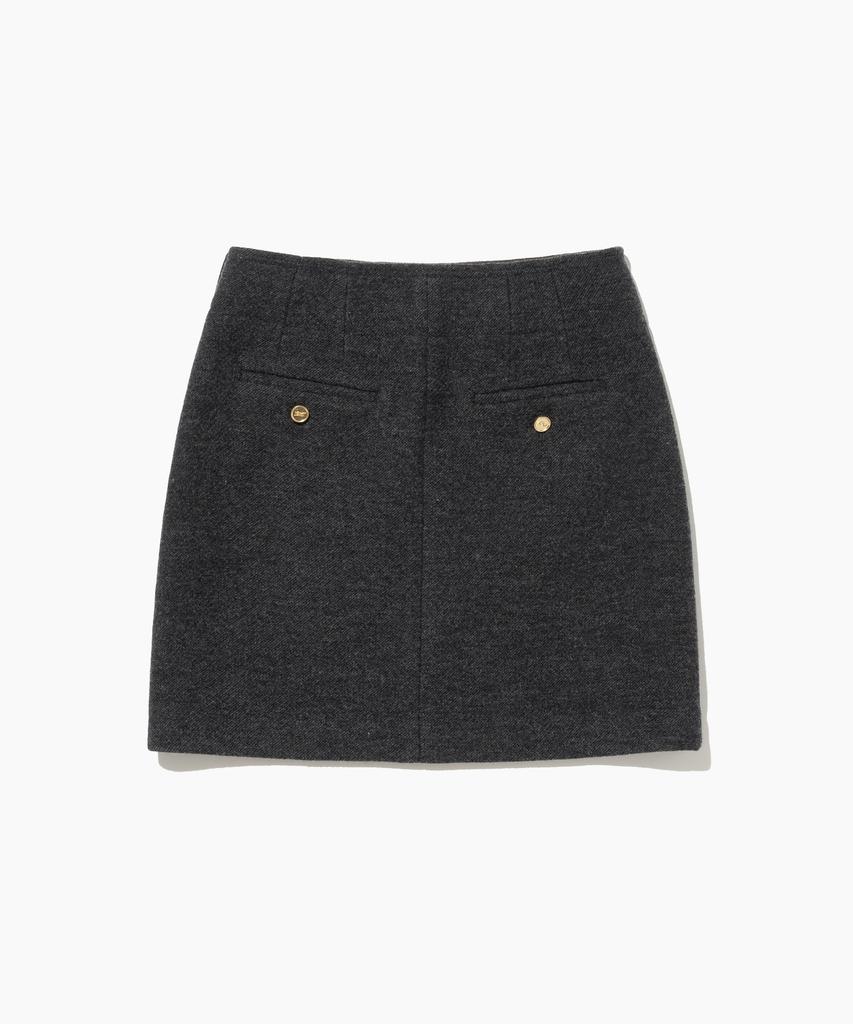 Tudument Wool Tweed Mini Skirt Charcoal