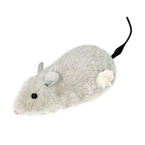 

Wind-Up Mouse Cat Toy Plush Mouse with Rotating Tail Automatic Moving Mouse Interactive