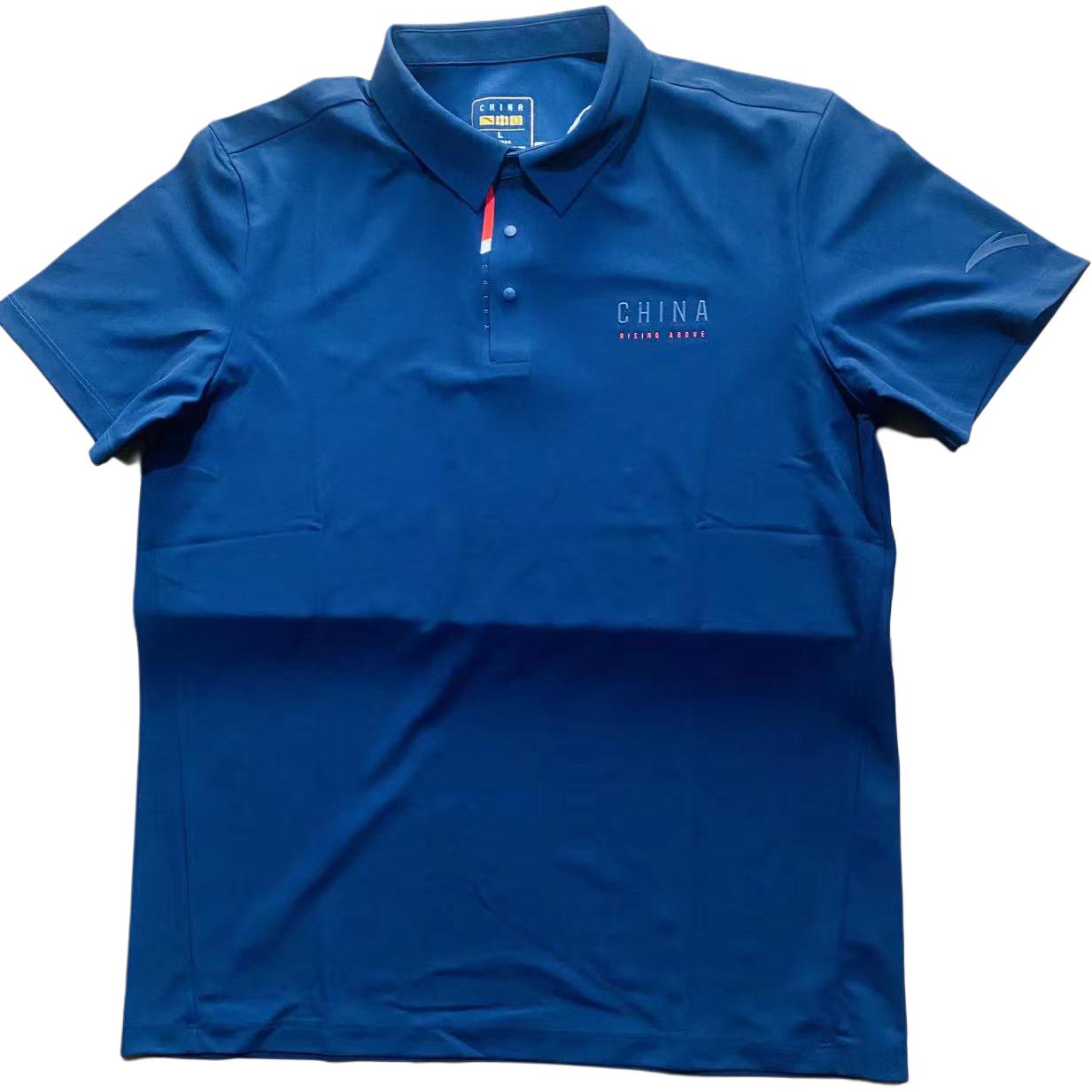 

Anta Mens Running Series Simple Comfortable Versatile Quick-Dry Letter Casual Polo Shirt Men tops Midnight-Blue 152537121-4 XL