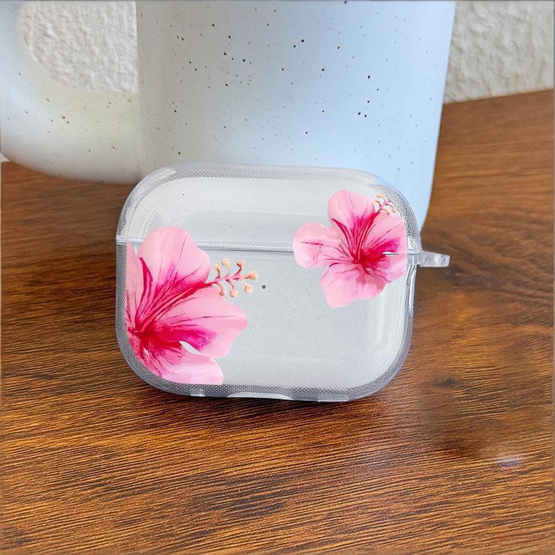 Pink Hibiscus Flower Earphone Case for Airpods 4th 3rd 2 Pro 3 2 Shockproof Cover for Airpod 2 3 1 Protective Accessorie Shell