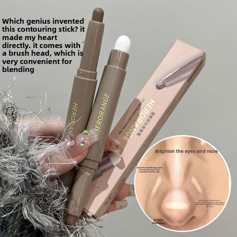 Creion de Contur Dublu pentru a Modifica Contururile, Fixa Machiajul, Dezvolta Culoarea, Lumina Tenul Obosit, Rezistent la Apă și Transpirație