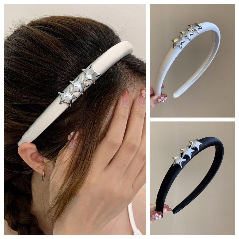 

Silver Color Star Hairband Y2K Star Headband Sweet Pentagram Hair Hoop Party