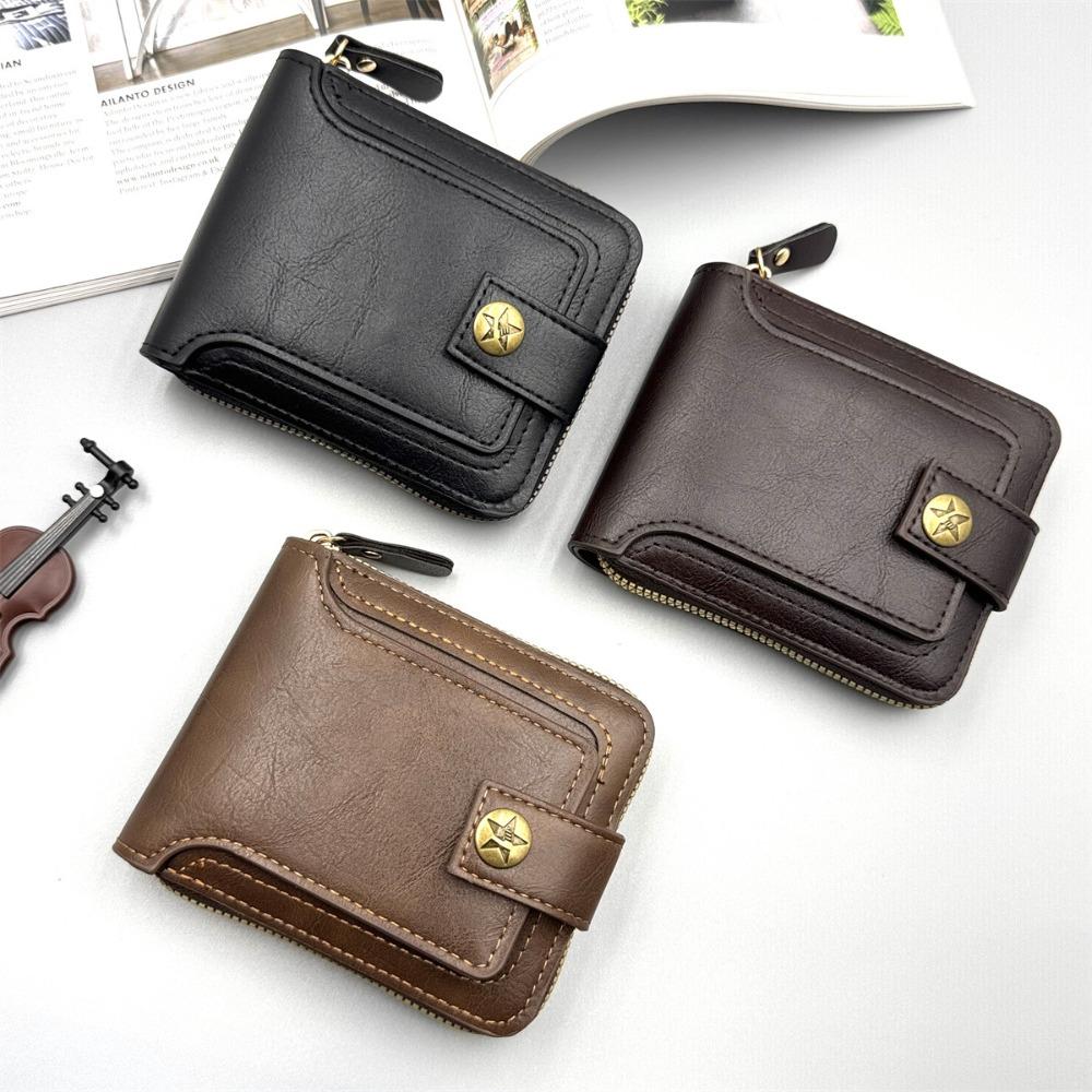 Vintage Men's Wallet Hasp Zipper Clutch Storage Bag Portable Card Bag  Outgoing