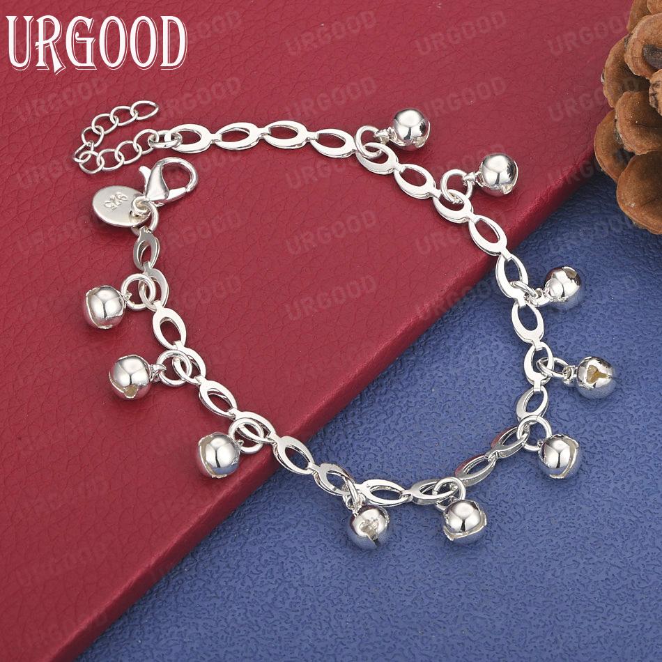 Bransoletka z łańcuszkiem zegarowym z perłowym kulkowym srebrem próby 925, modna biżuteria ślubna