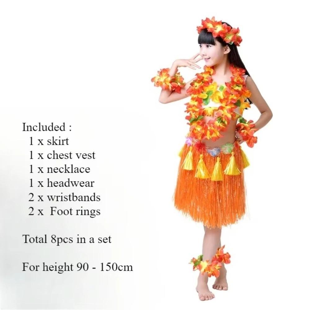 7/8Pcs Costume Hawaiian Costumes Wristbands Hula Dancer Costume  Hawaii Party Supplies