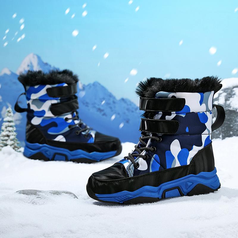 Winter Children's Plus Size Anti Slip Wear-resistant and Plush Warm Outdoor High Top Cotton Shoes Snow Boots