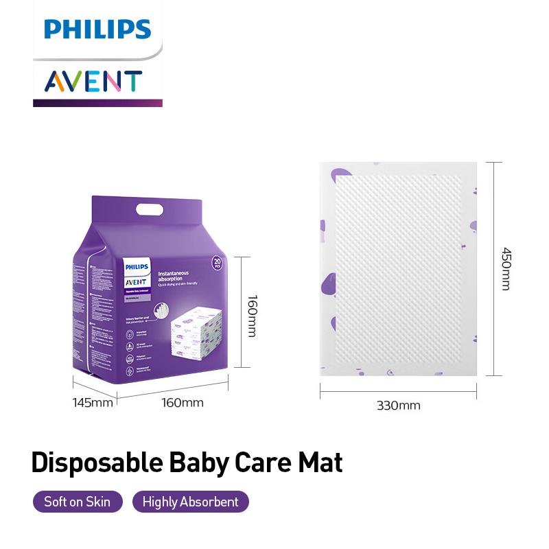 Philips Avent Disposable Baby Care Mat Diaper Pad Soft On Skin M/L 20pcs/pack